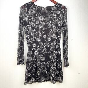 Y2K 90s Womens Dress Sz M/L Brown Mesh Stretchy Whimsigoth Sheer Festival‎ Boho